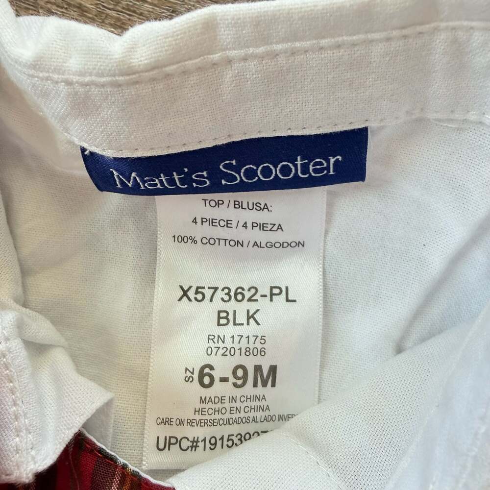 NWOT Matt's Scooter Baby Boy Plaid Romper with White Shirt Set 6-9M - Picture 2 of 4